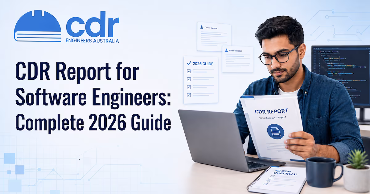 Software engineer reviewing career episode notes for Engineers Australia CDR assessment