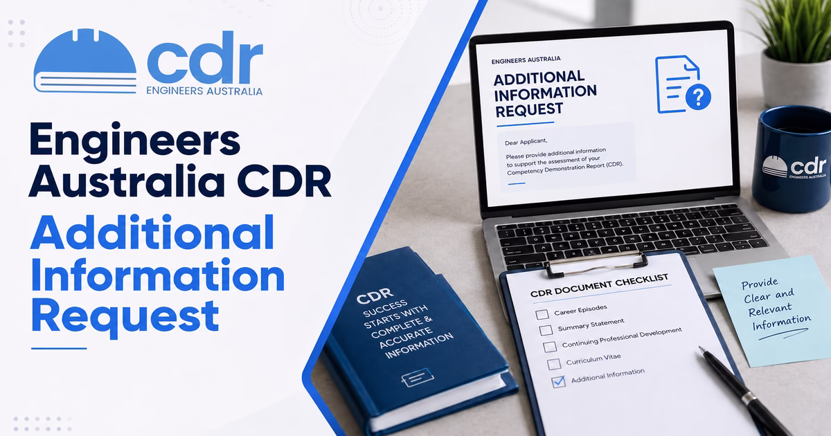 Chart showing how to respond to an Engineers Australia CDR additional information request with competency element mapping